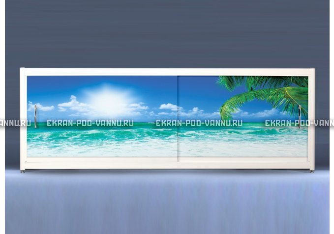Экран на роликах EUROPLEX Пляж – купить по цене 12400 руб. в интернет-магазине в городе Ульяновск картинка 1