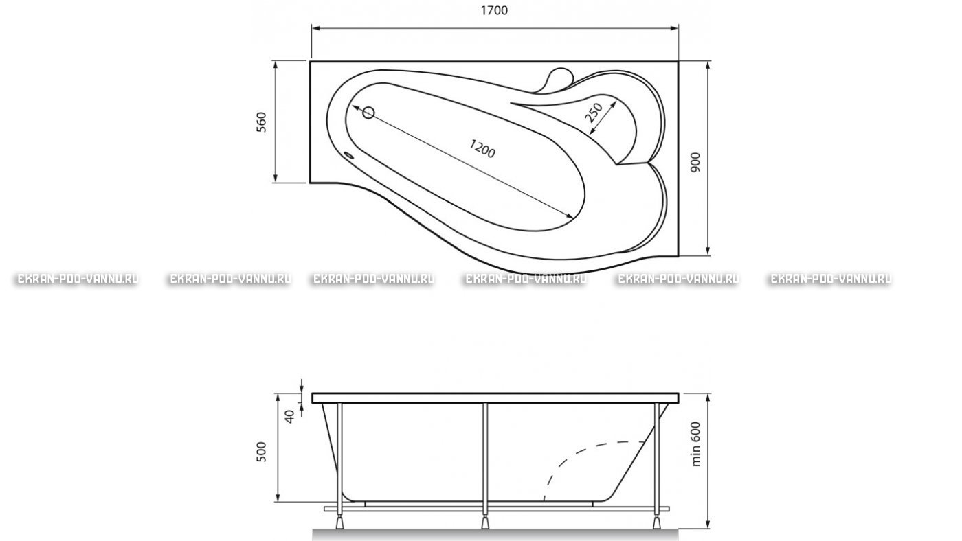 Акриловая ванна Relisan Isabella 170x90x60 – купить по цене 24130 руб. в интернет-магазине в городе Ульяновск картинка 13