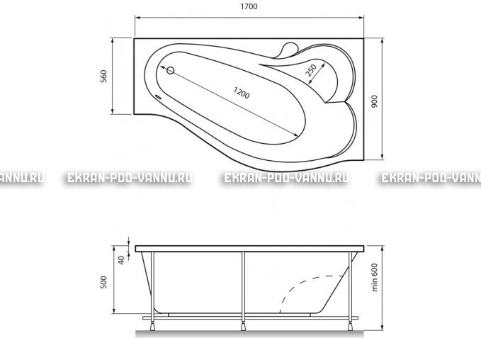Акриловая ванна Relisan Isabella 170x90x60 – купить по цене 24130 руб. в интернет-магазине в городе Ульяновск картинка 4