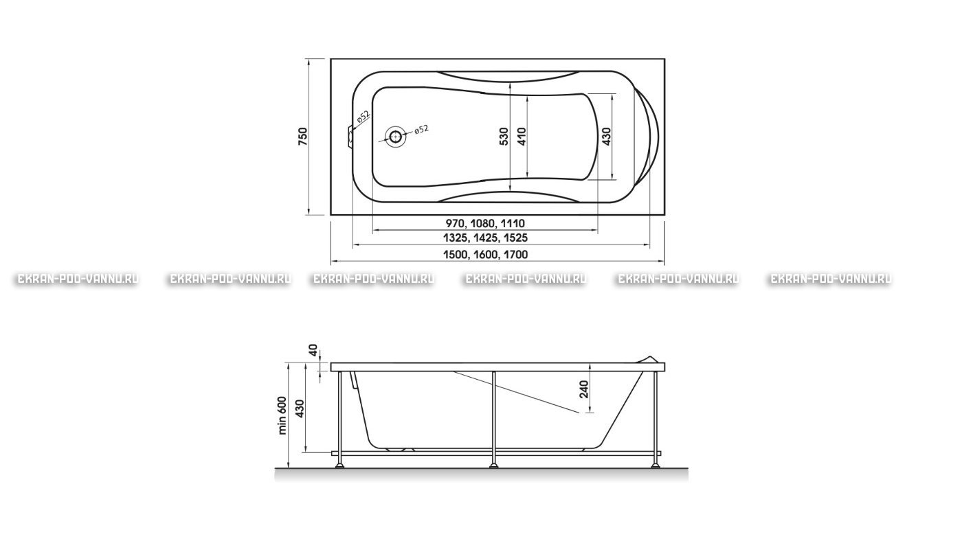 Акриловая ванна Relisan Elvira 150x75 – купить по цене 15260 руб. в интернет-магазине в городе Ульяновск картинка 10