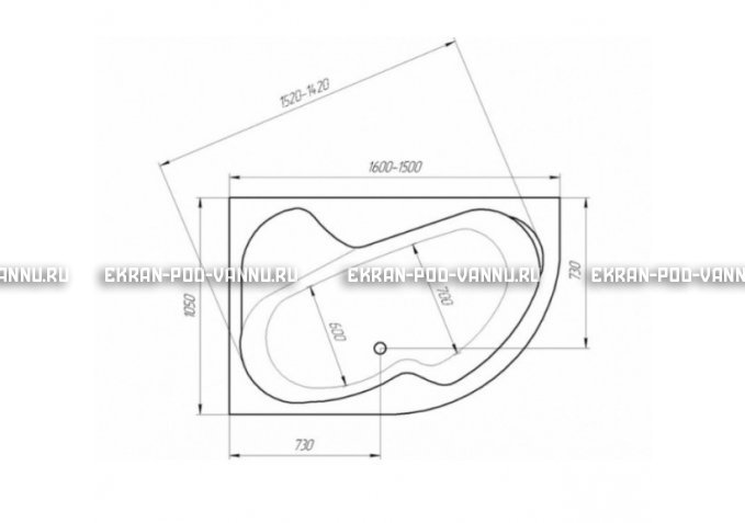 Акриловая ванна 1MarKa Aura 150x105 – купить по цене 16250 руб. в интернет-магазине в городе Ульяновск картинка 3
