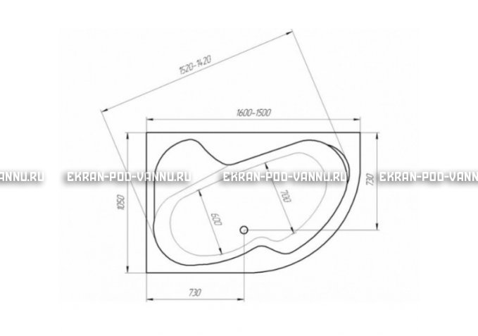 Акриловая ванна 1MarKa Imago 160x105 – купить по цене 16700 руб. в интернет-магазине в городе Ульяновск картинка 3