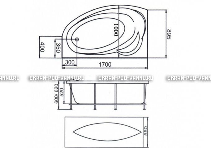 Акриловая ванна 1MarKa Julianna 170x100 – купить по цене 21320 руб. в интернет-магазине в городе Ульяновск картинка 3