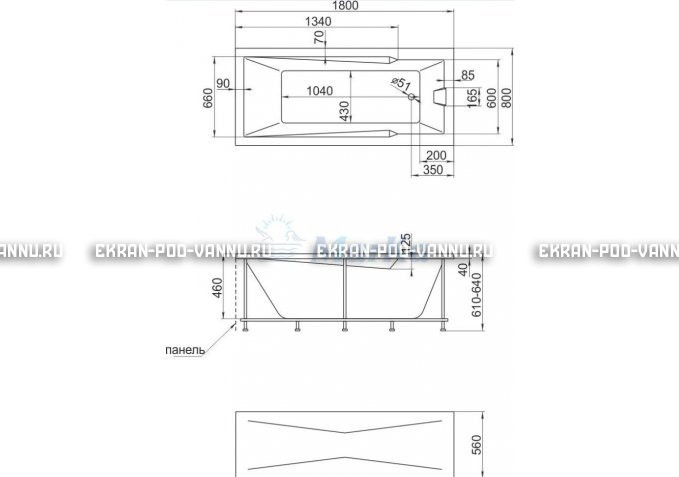Акриловая ванна 1MarKa Raguza 180x80 – купить по цене 17854 руб. в интернет-магазине в городе Ульяновск картинка 4