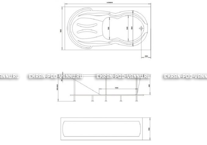 Акриловая ванна 1MarKa Taormina 180x90 – купить по цене 17670 руб. в интернет-магазине в городе Ульяновск картинка 3