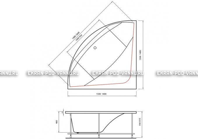 Акриловая ванна Vayer Boomerang 140x140 – купить по цене 53070 руб. в интернет-магазине в городе Ульяновск картинка 4