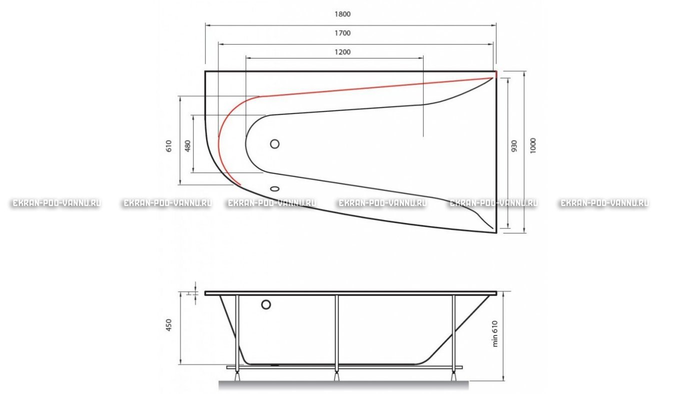 Акриловая ванна Vayer Boomerang 180x100 – купить по цене 53030 руб. в интернет-магазине в городе Ульяновск картинка 13