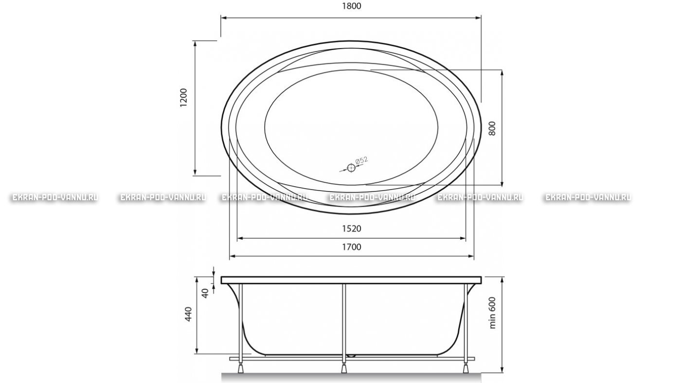 Акриловая ванна Vayer Opal 180x120 – купить по цене 33850 руб. в интернет-магазине в городе Ульяновск картинка 13