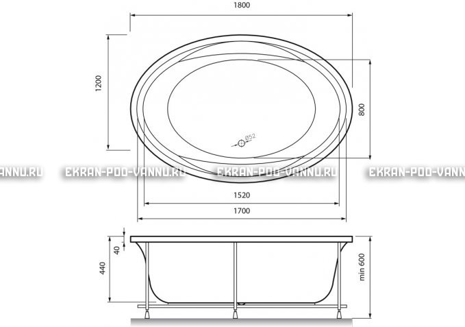Акриловая ванна Vayer Opal 180x120 – купить по цене 33850 руб. в интернет-магазине в городе Ульяновск картинка 4