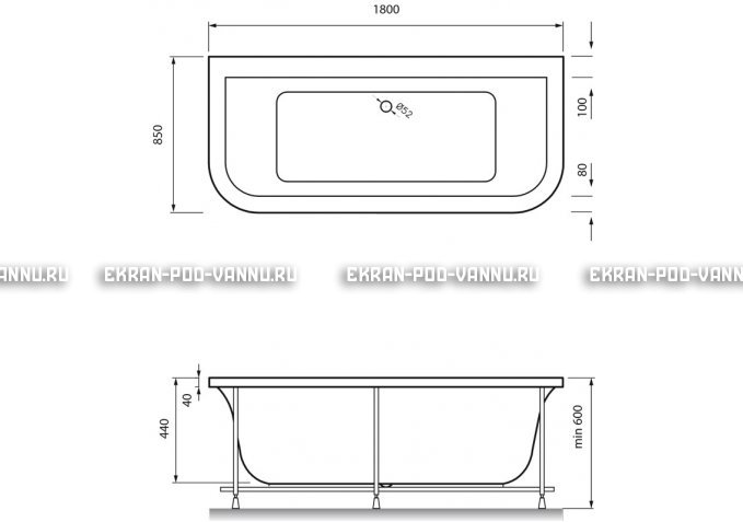 Акриловая ванна Vayer Options BTW 180x85 – купить по цене 25880 руб. в интернет-магазине в городе Ульяновск картинка 4